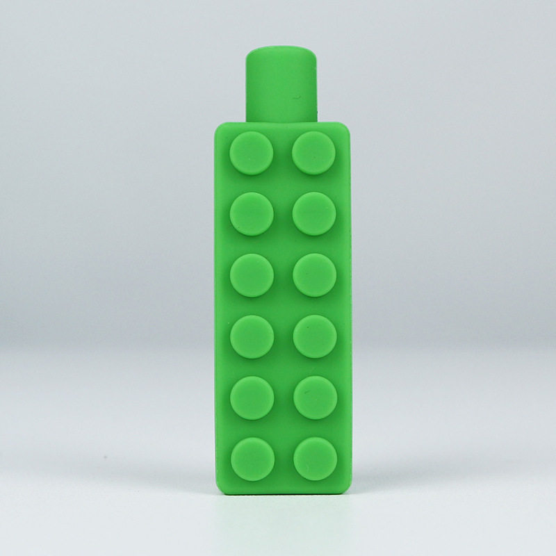 Leafree Natural Silicone Rainbow Building Block Teether Baby Teething Play Toy Infant Teether Silicone Chew Pencil Topper